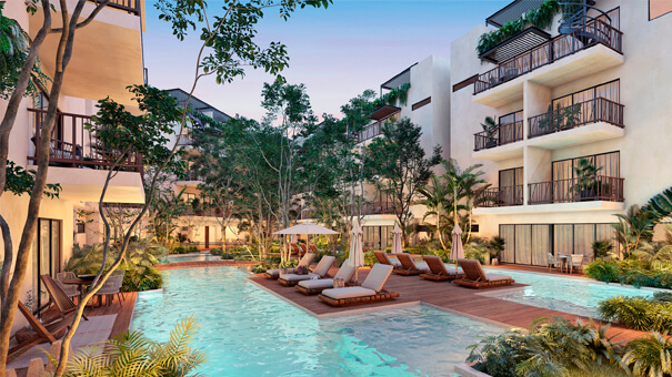 Condo with garden, pool, spa, stargazing, yoga, coworking, gym in gated community with outstanding amenities, pre-construction for sale Tulu