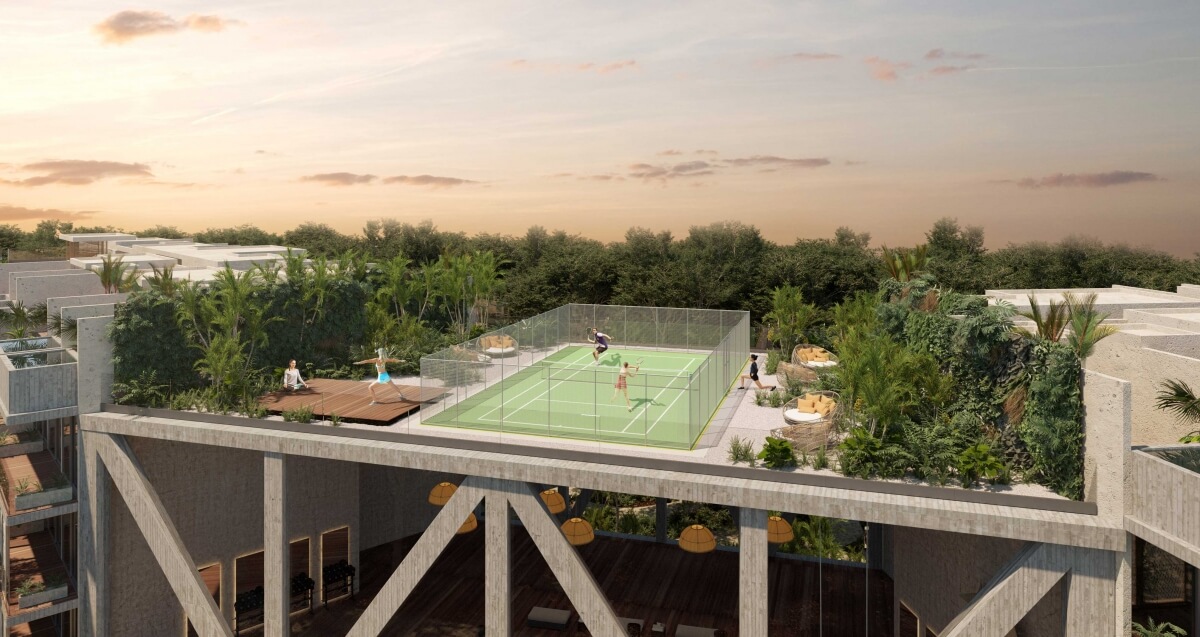 Eco-friendly penthouse, pool with multiple outdoor areas, green views, bicycle path to the beach and Hotel Zone, on Avenida Coba, for sale