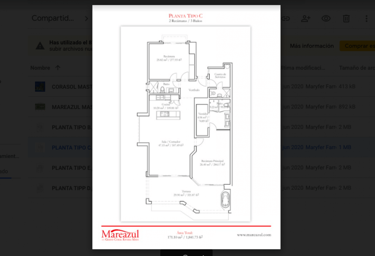 Large condo of 413 m2 with garden, cenote, pool, 400 meters from the beach, on the golf course, pre-construction-sale Playacar
