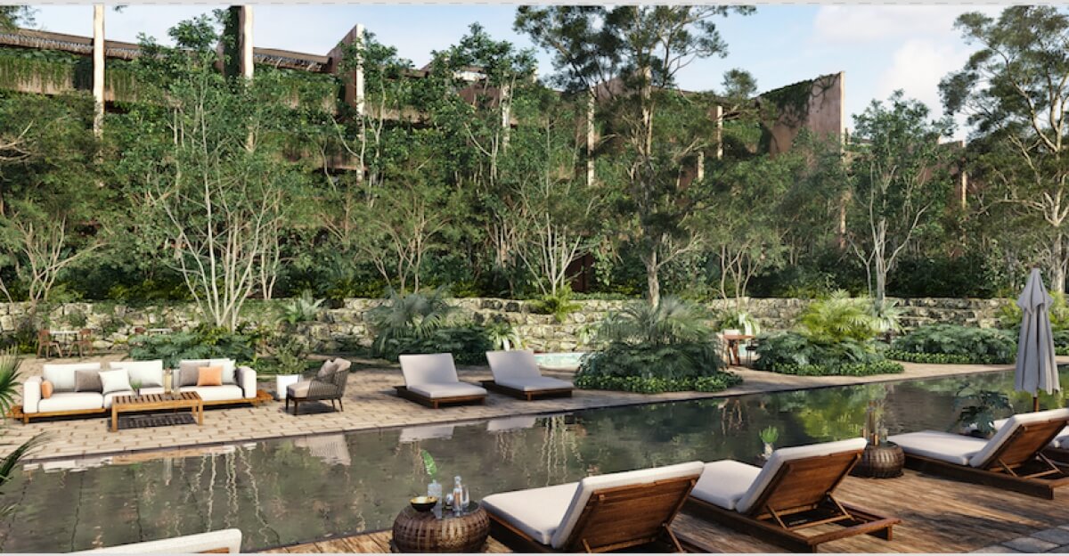 Condo with common areas surrounded by nature, near the beach in Tulum, for sale.