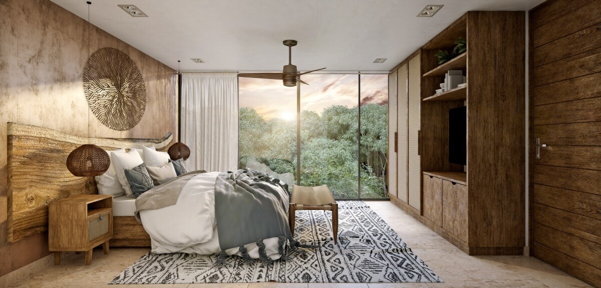 Condo with common areas surrounded by nature, near the beach in Tulum, for sale.