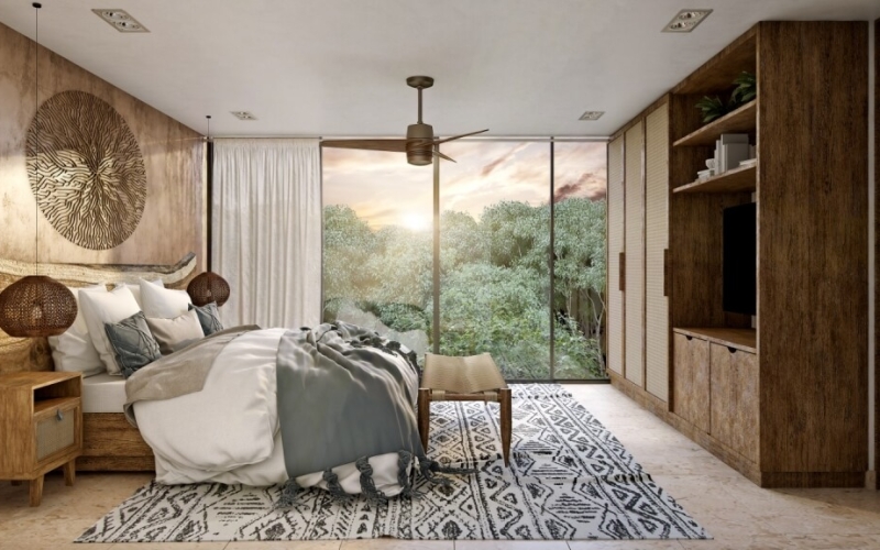 Studio with private pool, ethnic mall, instagram butler, +amenitiess in Aldea Zama for sale.