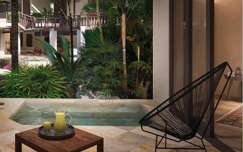 Condo with private pool, gym, yoga-spa, sustainable technology, in Aldea Zama, Tulum for sale.