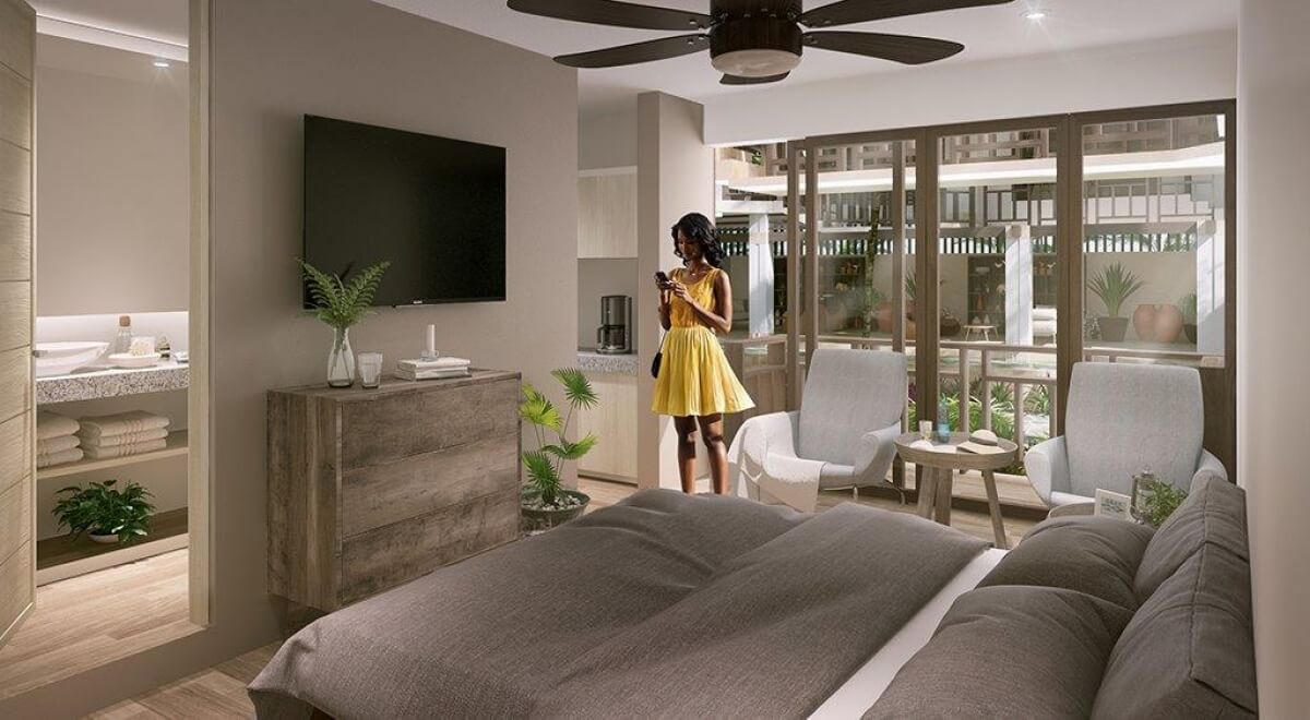 Condo with garden, private pool, gym, infinity pool, Aldea Zama, sale. Tulum.