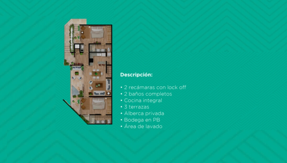 Condo with garden, private pool, gym, infinity pool, Aldea Zama, sale. Tulum.