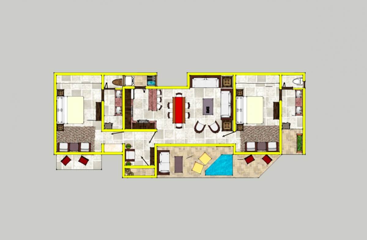 Condo with garden, private pool, gym, infinity pool, Aldea Zama, sale. Tulum.