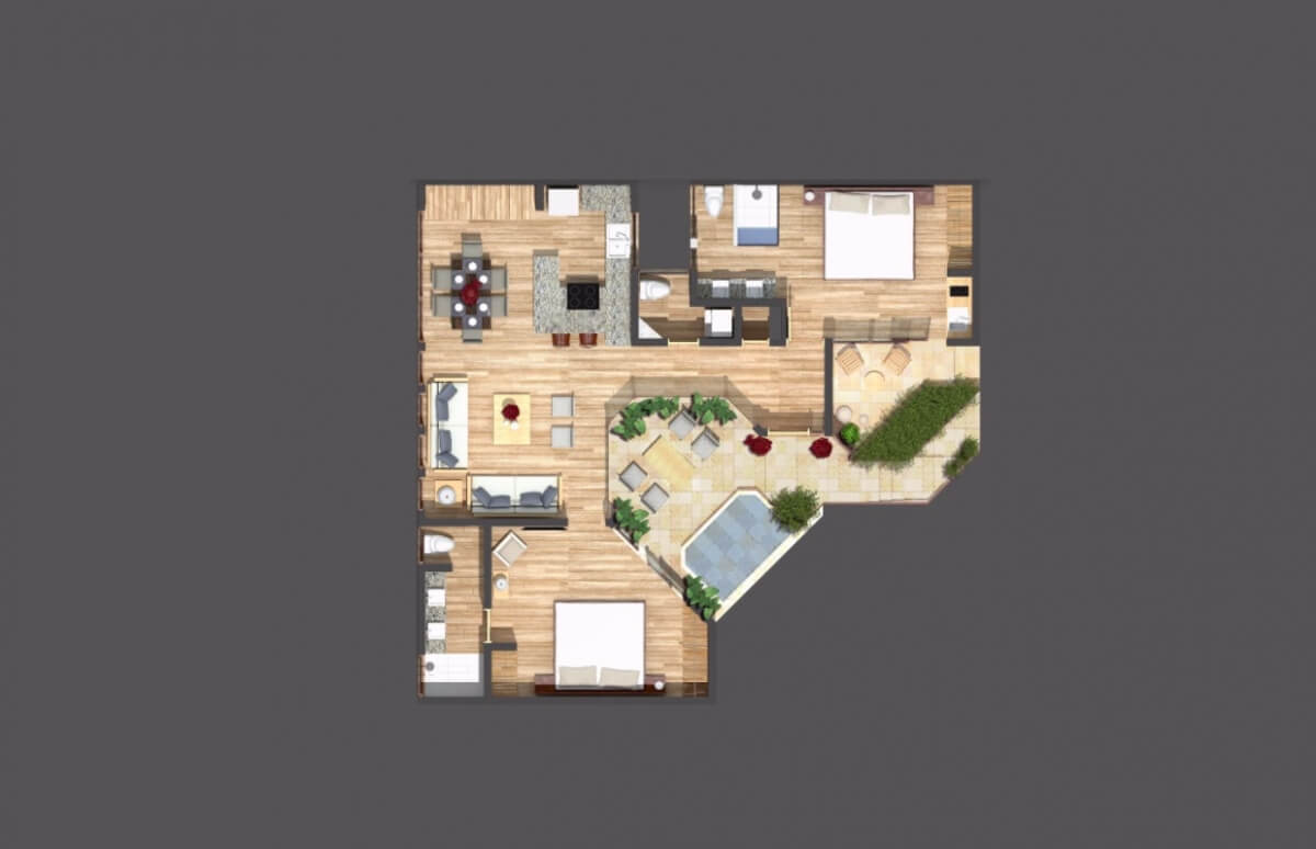 Penthouse steps from the ocean with beach club in Akumal Tulum