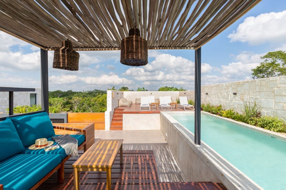 Condo with private pool surrounded by green areas in Tulum