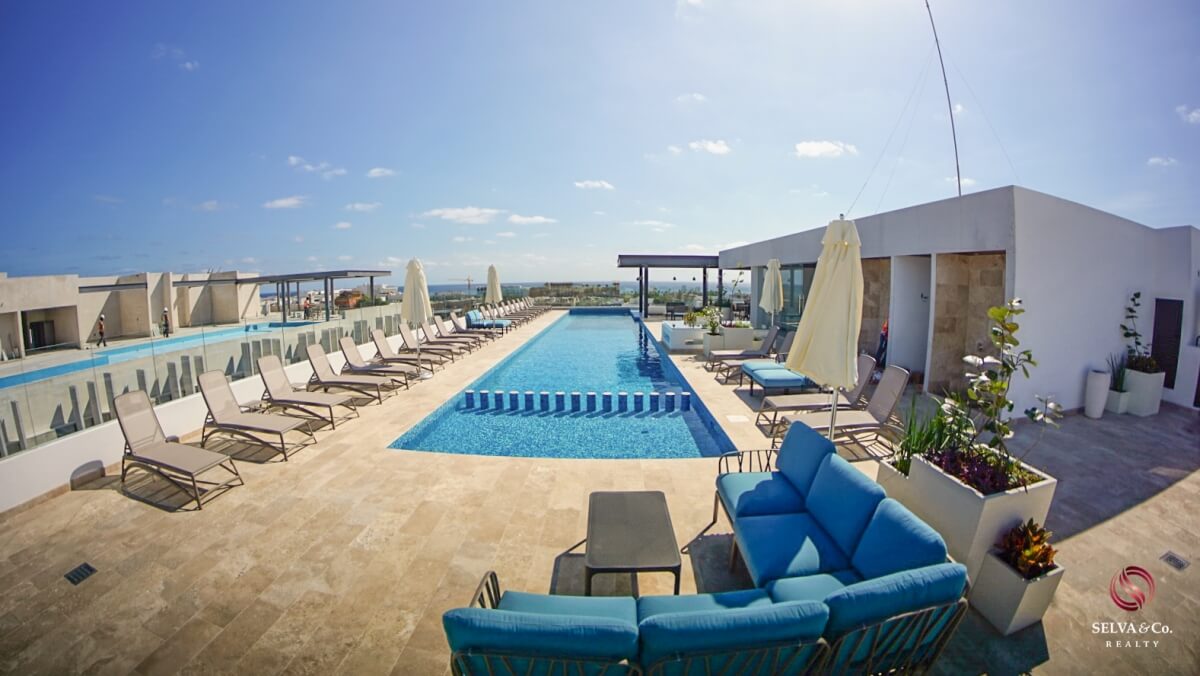 Apartment 240 meters from the beach, steps from Fifth Avenue, hotel amenities, pre-construction, sale Playa del Carmen.