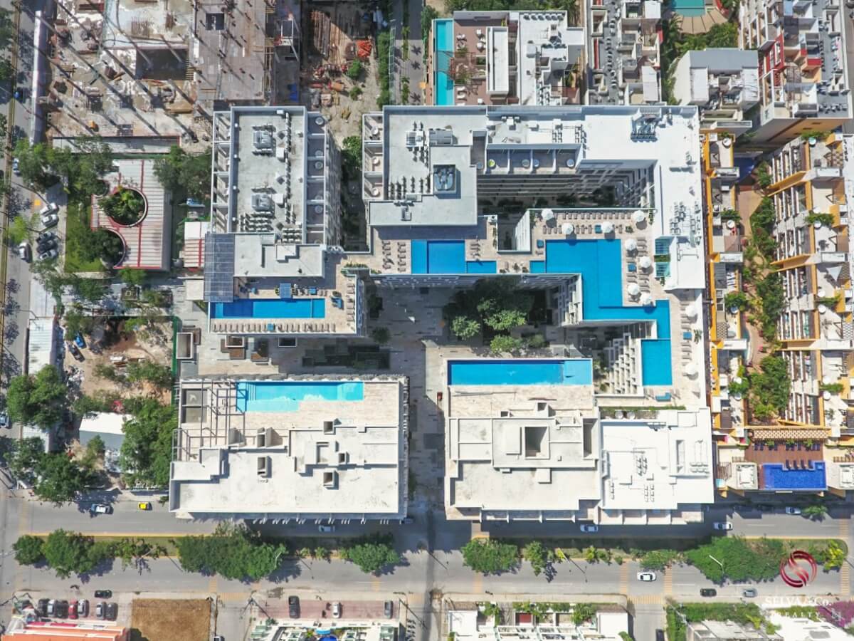 Apartment 240 meters from the beach, steps from Fifth Avenue, hotel amenities, pre-construction, sale Playa del Carmen.