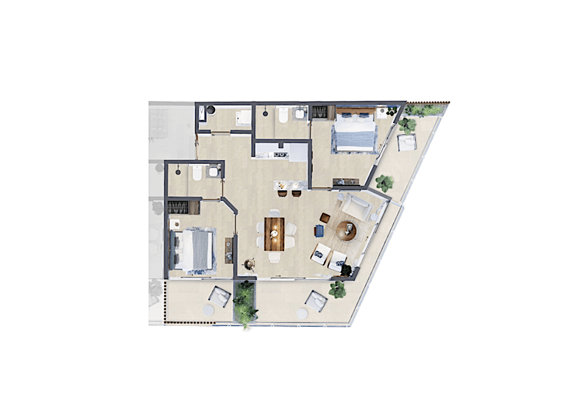 Apartment, with garden, pool, paddle tennis court, volleyball court, North Hotel Zone, Cozumel.