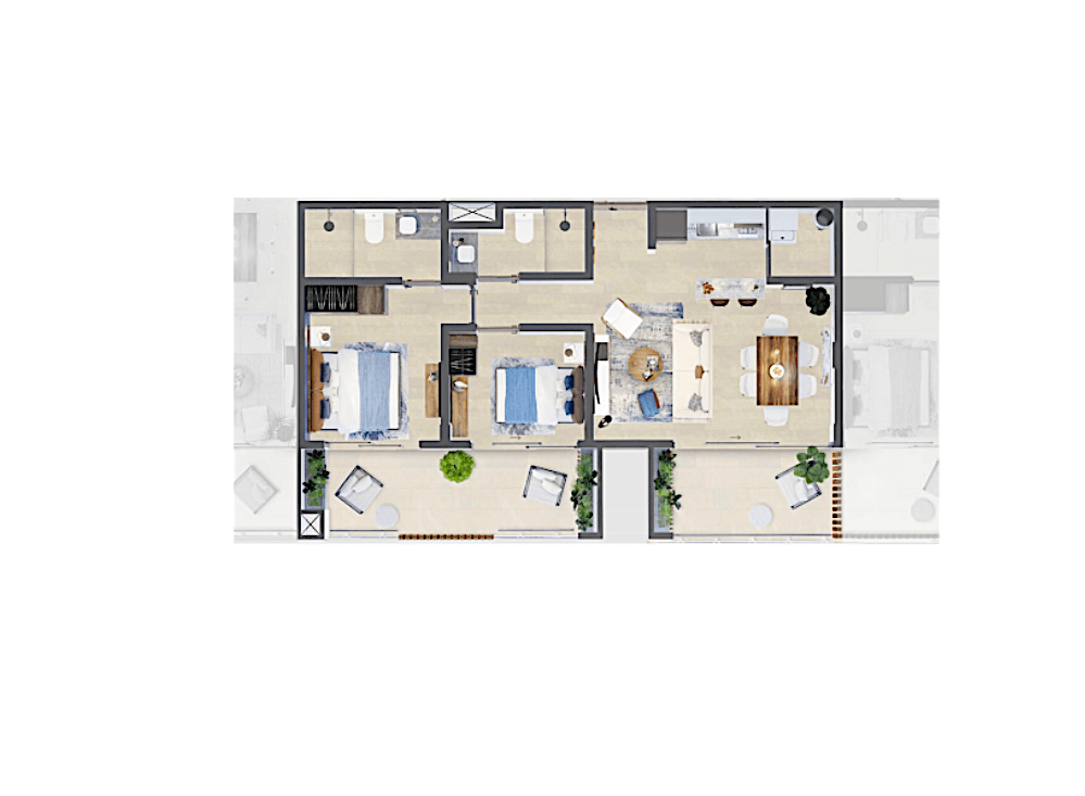 Ocean view condo common rooftop close to the sea boardwalk, for sale, downtown, Cozumel