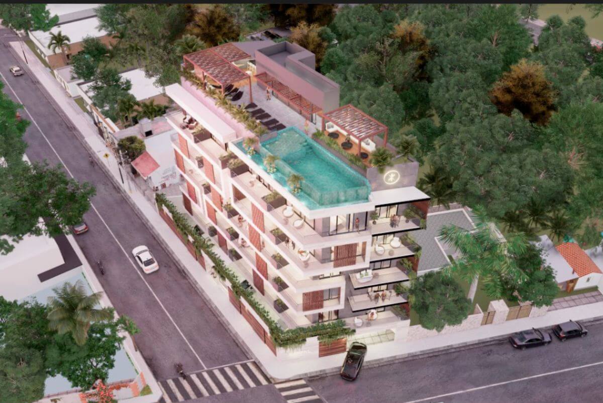 Ocean view condo common rooftop close to the sea boardwalk, for sale, downtown, Cozumel