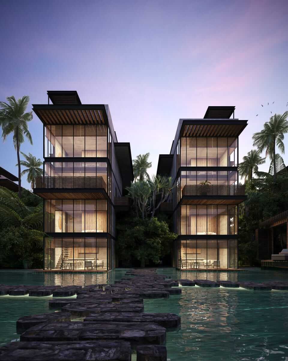 Ground floor condo with private pool, luxury finishes in Aldea Zama Tulum, for sale.