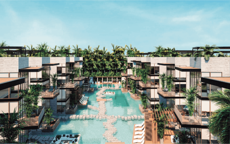 Eco-friendly penthouse, pool with multiple outdoor areas, green views, bicycle path to the beach and Hotel Zone, on Avenida Coba, for sale