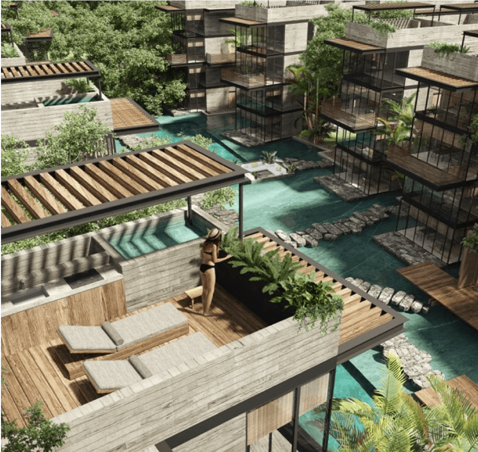 Penthouse with 32 m2 terrace, private pool, double shower and double sink, Bio-Architecture, coworking, saline pool, zen garden, solar panel