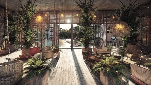 Penthouse with 32 m2 terrace, private pool, double shower and double sink, Bio-Architecture, coworking, saline pool, zen garden, solar panel