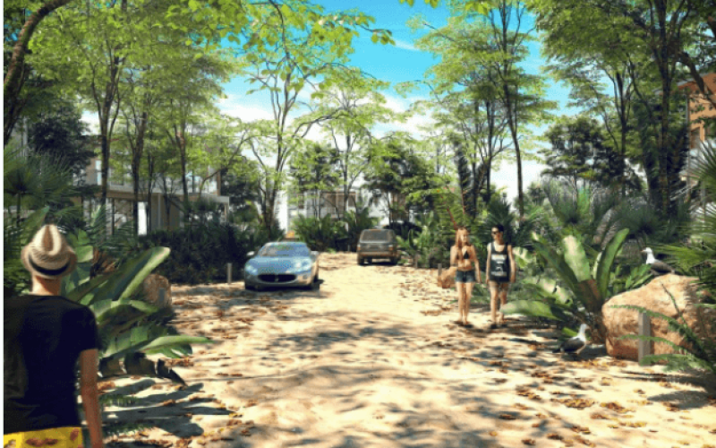 Residential lot in gated community with amenities, protected green areas, commercial area, near the beach and hotel zone.