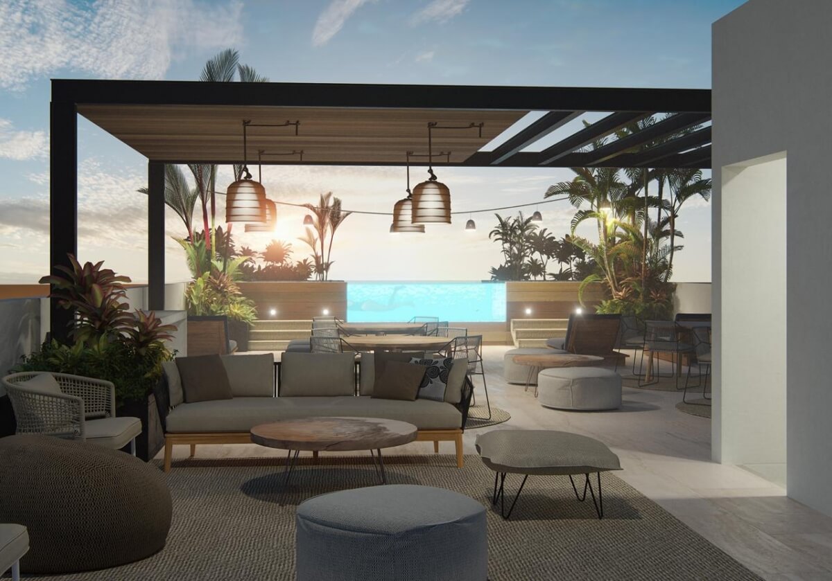 Beachfront condominium furnished with Jacuzzi, pre-construction, for sale in Puerto Morelos.