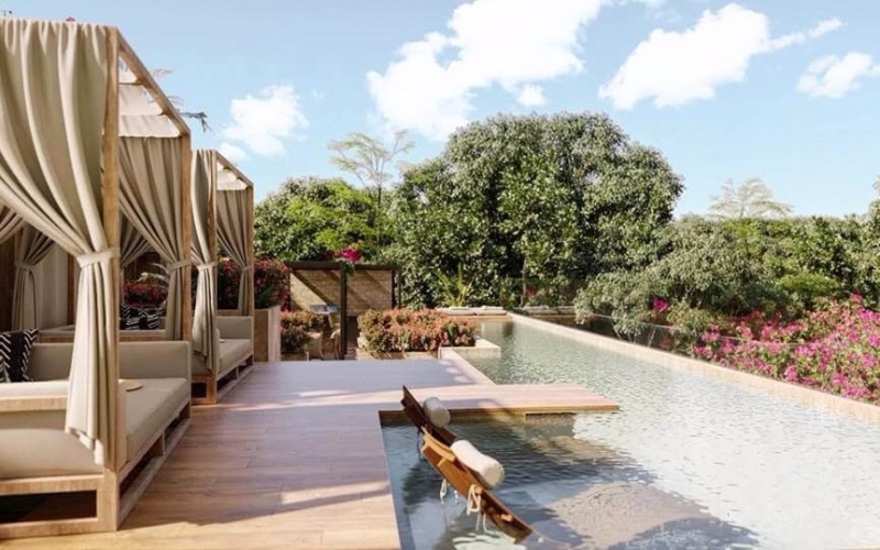 Condo with garden, private pool, gym, infinity pool, Aldea Zama, sale. Tulum.