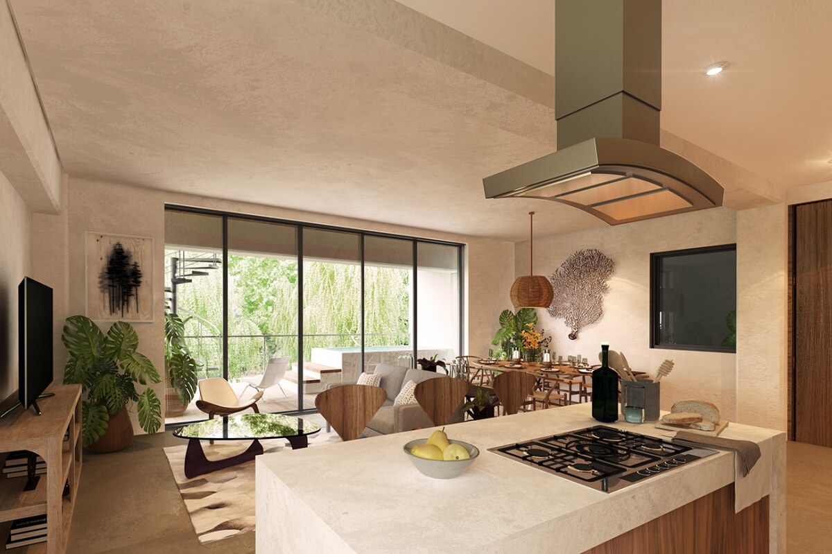 Eco friendly, luxury amenities and services, in Tulum with 3 bedrooms, with sustainable technology.