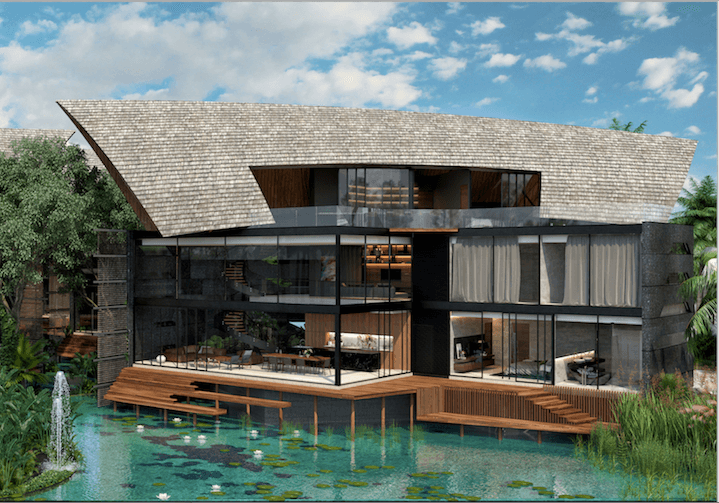 Luxury residence on the water, in front of the marina channel, ocean view,  natural pool, for sale Puerto Cancun. | Selva & Co Realty