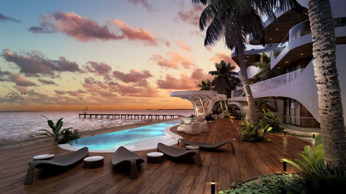 Oceanfront condo with private pool and terrace, pre-construction Tulum.