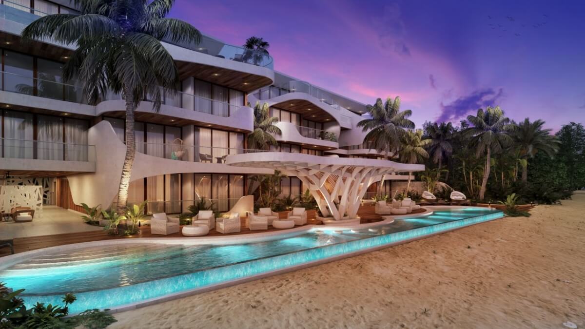 Oceanfront condo with private pool and terrace, pre-construction Tulum.