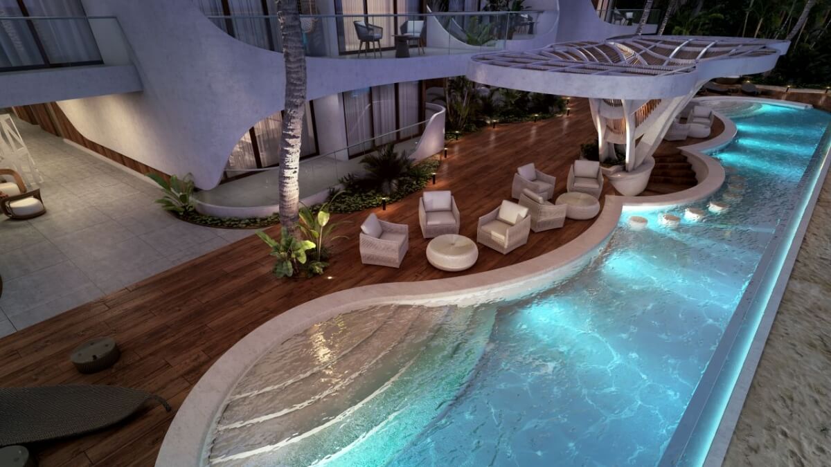 Condo with access to the beach, pool, pool bar, grills, for sale Tulum