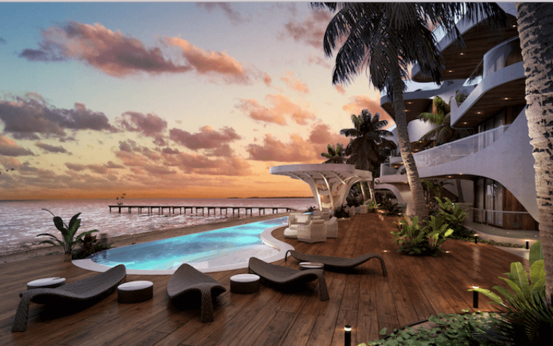 Condo, beach access, oceanfront pool, pool bar, iconic building design, Ecological Technology, Tulum sale.