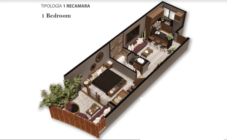 Apartment with common Rooftop and Pool, for Sale, Aldea Zama, Tulum