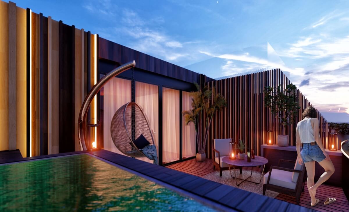 Penthouse with private rooftop wide spaces open design in Aldea Zama