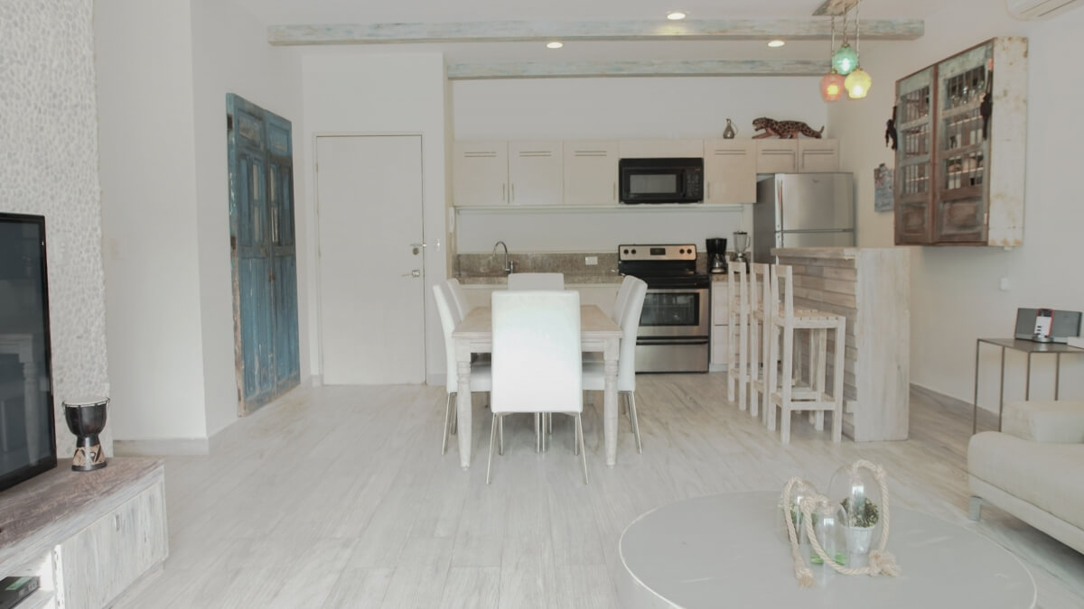 Apartment with roof top pool, barbecue, gym, fire pit, pre-construction for sale in Aldea Zama, Tulum.