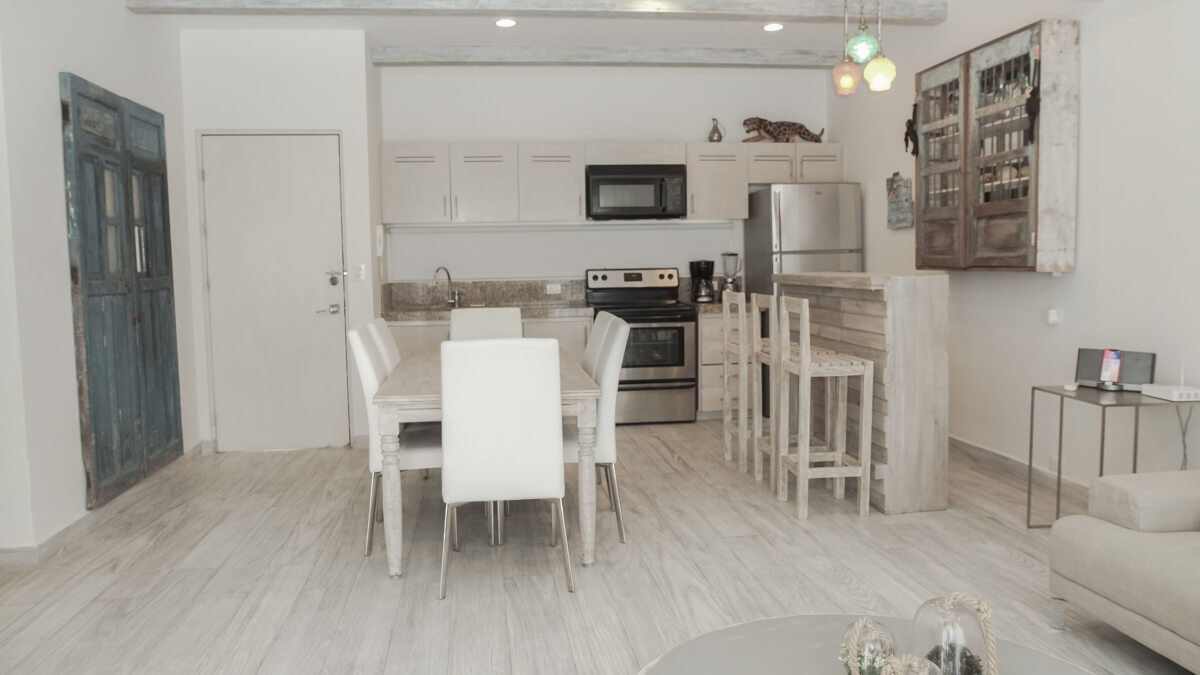 Apartment with roof top pool, barbecue, gym, fire pit, pre-construction for sale in Aldea Zama, Tulum.