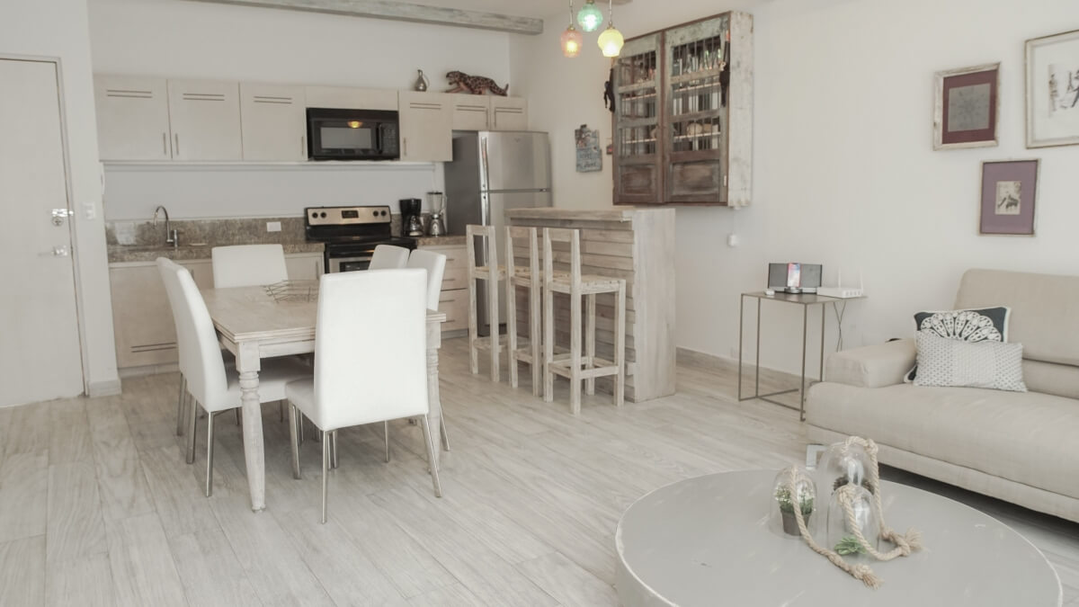 Apartment with roof top pool, barbecue, gym, fire pit, pre-construction for sale in Aldea Zama, Tulum.