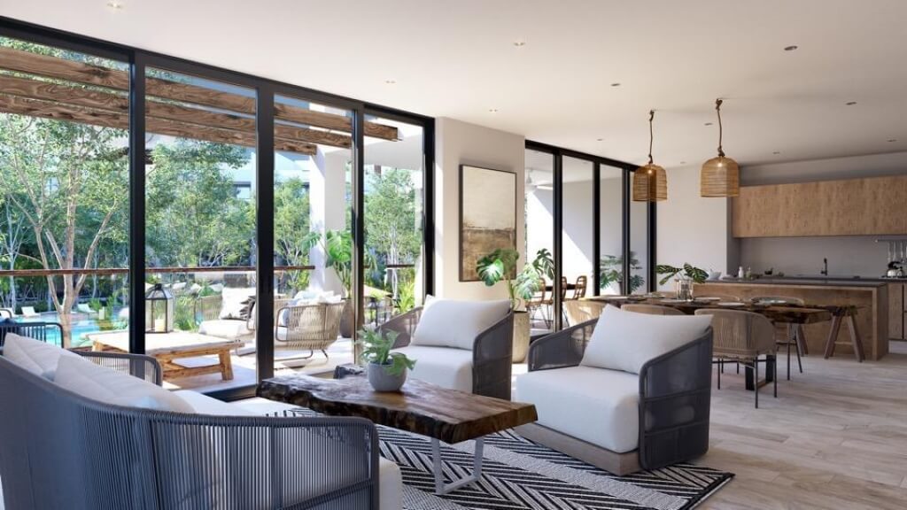 2 bedroom apartment, direct access from the terrace to the pool,  in Aldea Zama, Tulum