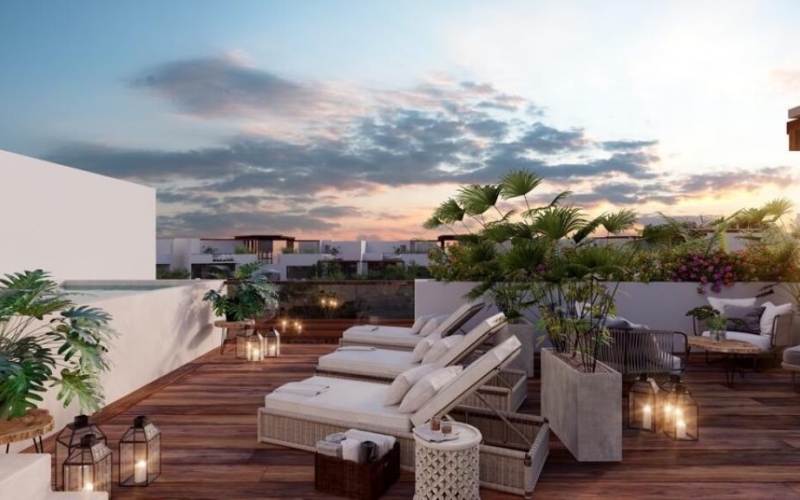 Penthouse in green building with solar panels, luxury common areas, concierge, gym, jacuzzi, 10 minutes from the beach, in Tulum, la veleta,