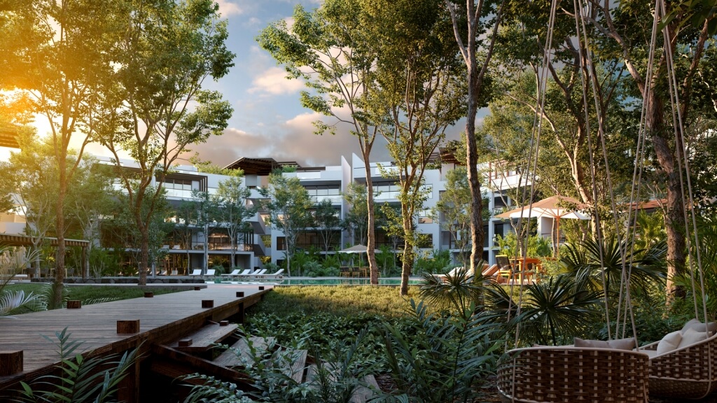 Penthouse with yoga area, reading space, swimming pool for sale in Aldea Zama