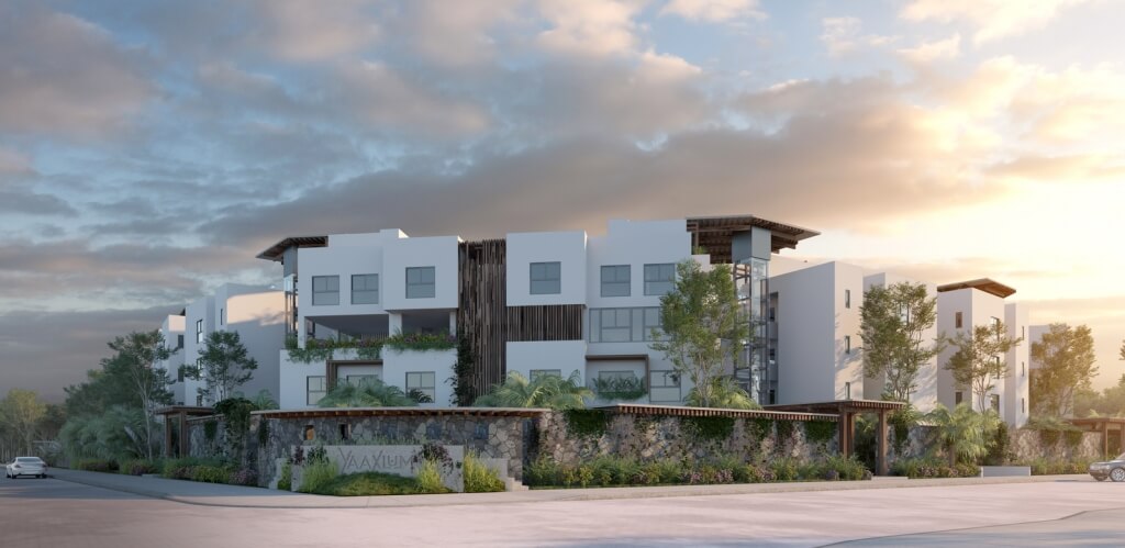 Studio 900 meters from the beach, furnished, infinity pool, cinema, spa, gym, restaurant, and more, in pre-construction, for sale on Kukulka