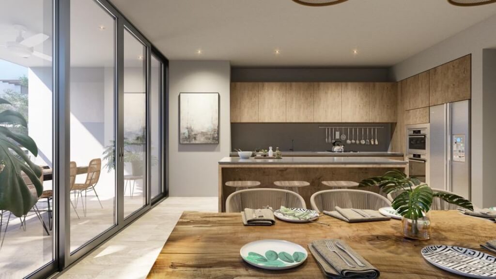 Studio 900 meters from the beach, furnished, infinity pool, cinema, spa, gym, restaurant, and more, in pre-construction, for sale on Kukulka