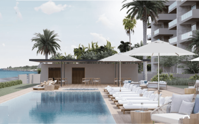 Beachfront condo in South Hotel Zone of Cozumel, pre construction, for sale.