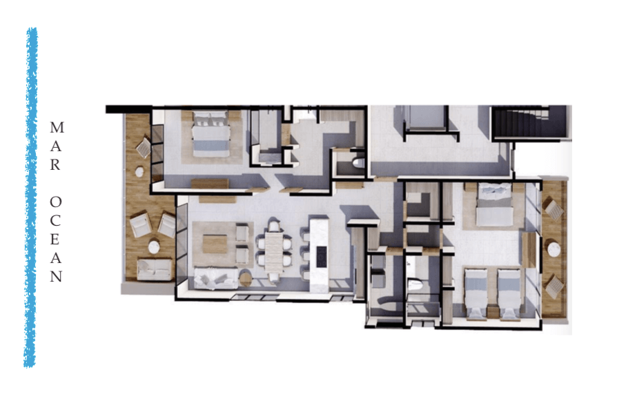 Oceanview condo,Terrace, for sale, North Hotel Zone, Cozumel