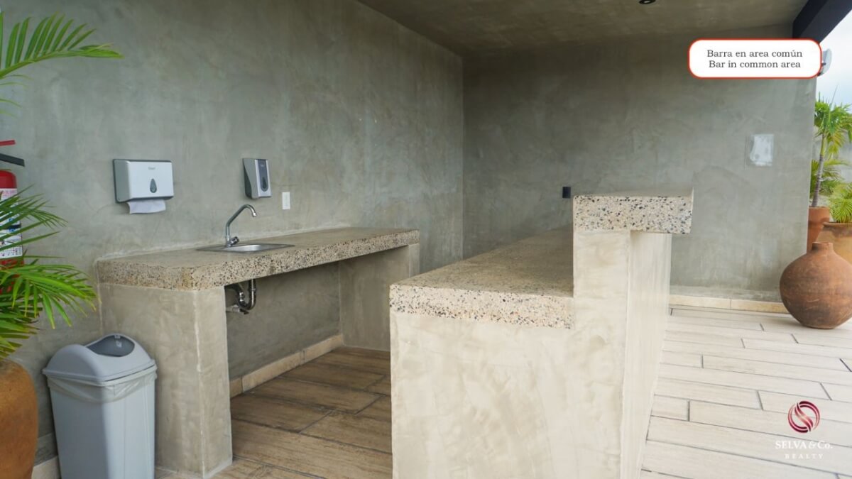 Condo with iconic pool, gym, concierge, terrace, restaurant, furnished, immediate delivery for sale The Panoramic, Tulum.