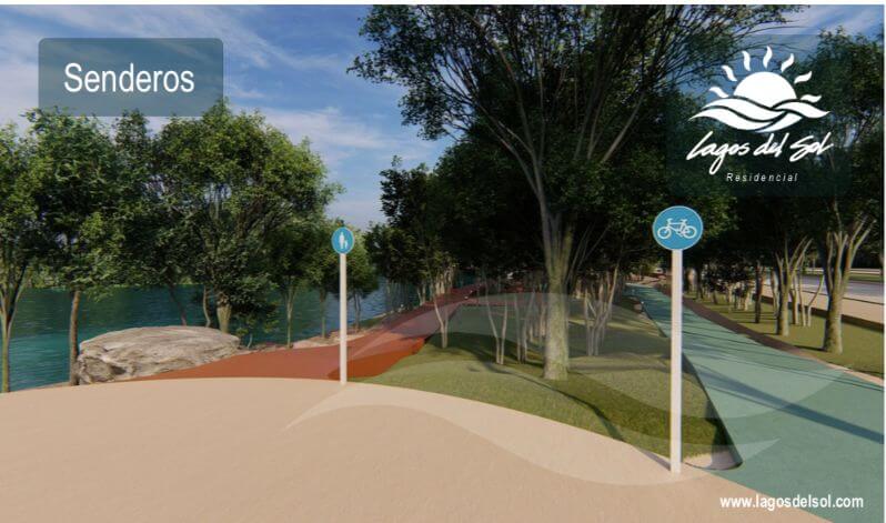 Land in front of green areas in exclusive community with lakes, clubhouse, cycle track, sports fields, pools, gym, spa, and more