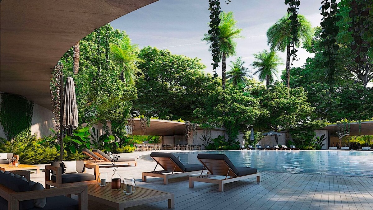 Penthouse with private pool, gym, yoga, spa, ecological technology, in Aldea Zama, Tulum, for sale.