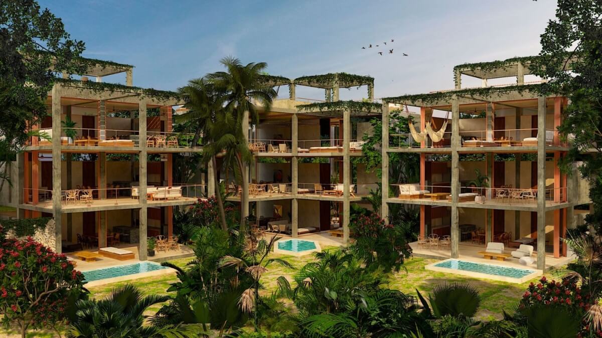 Penthouse with private pool, gym, yoga, spa, ecological technology, in Aldea Zama, Tulum, for sale.