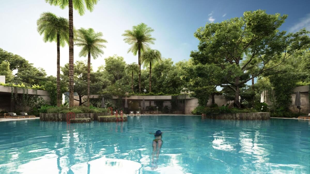 Penthouse with private pool, gym, yoga, spa, ecological technology, in Aldea Zama, Tulum, for sale.