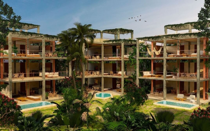 Condo with private garden and pool, full wall windows overlooking green areas, concierge, gym, 958m2 pool, children playground, and more