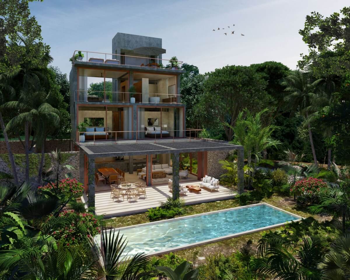Outdoor lifestyle, 2 terraces, private pool, luxury finishes, private bedroom, pre-construction for sale Aldea Zama, Tulum.