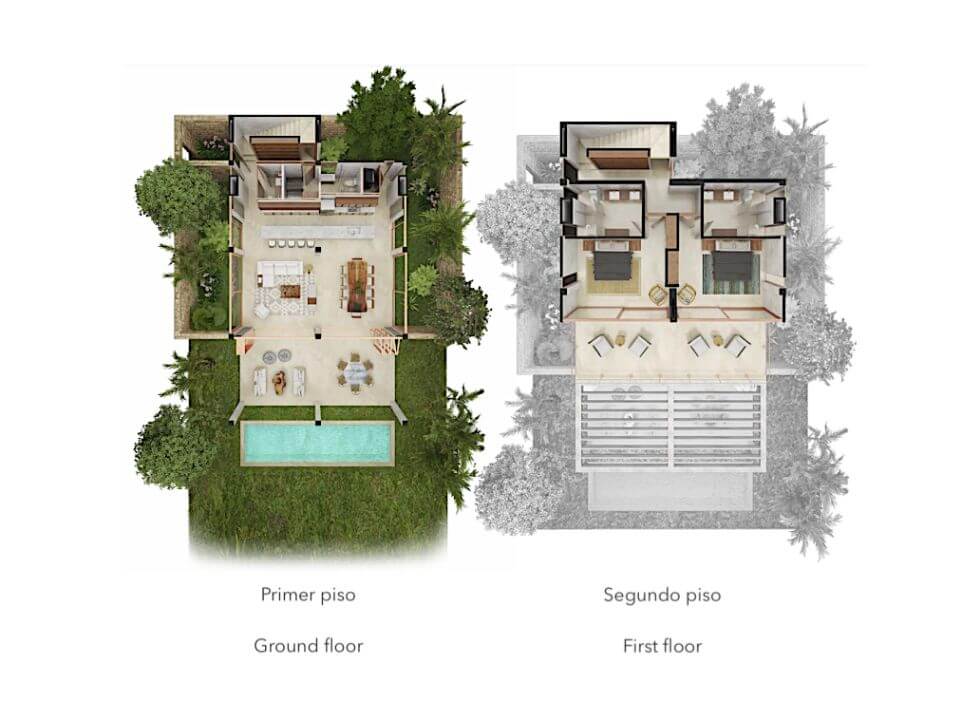 Outdoor lifestyle, 2 terraces, private pool, luxury finishes, private bedroom, pre-construction for sale Aldea Zama, Tulum.